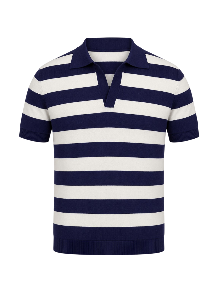 Vento – Striped Knit Polo Shirt