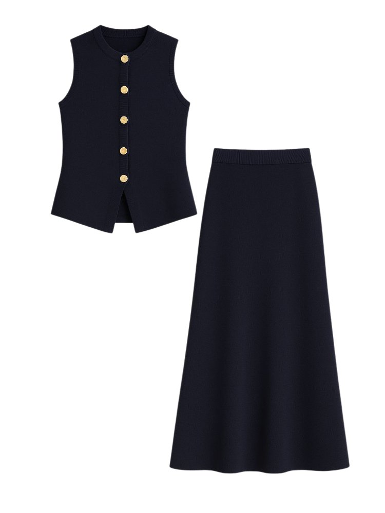 Eline – Knit Vest Skirt Set
