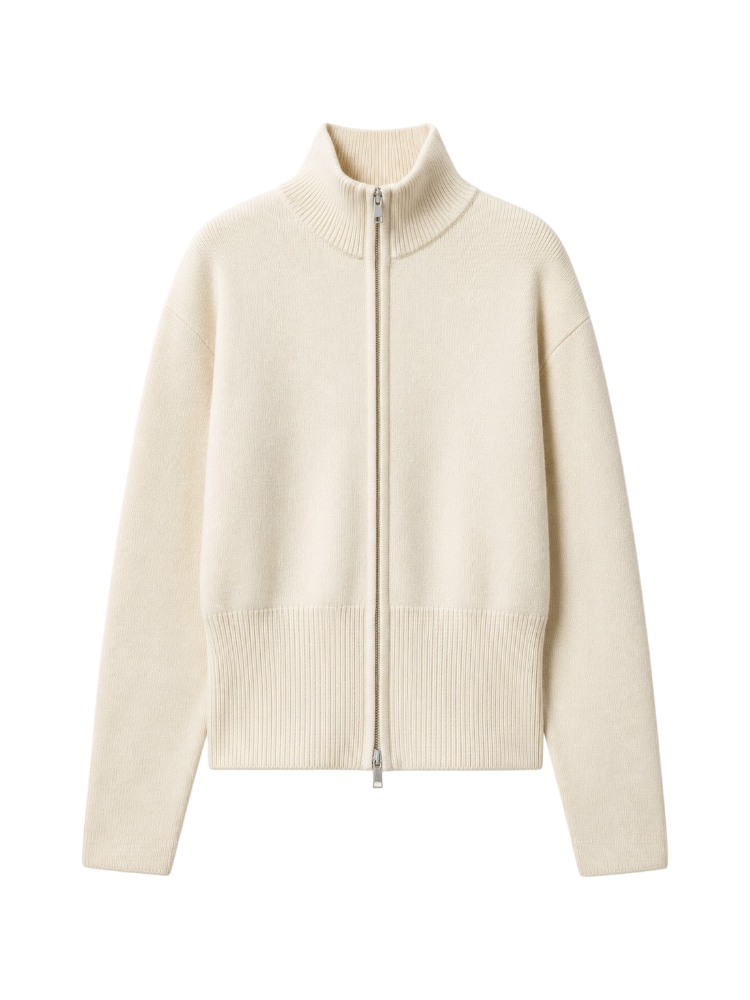 Nila – Structured Zip Knit Cardigan