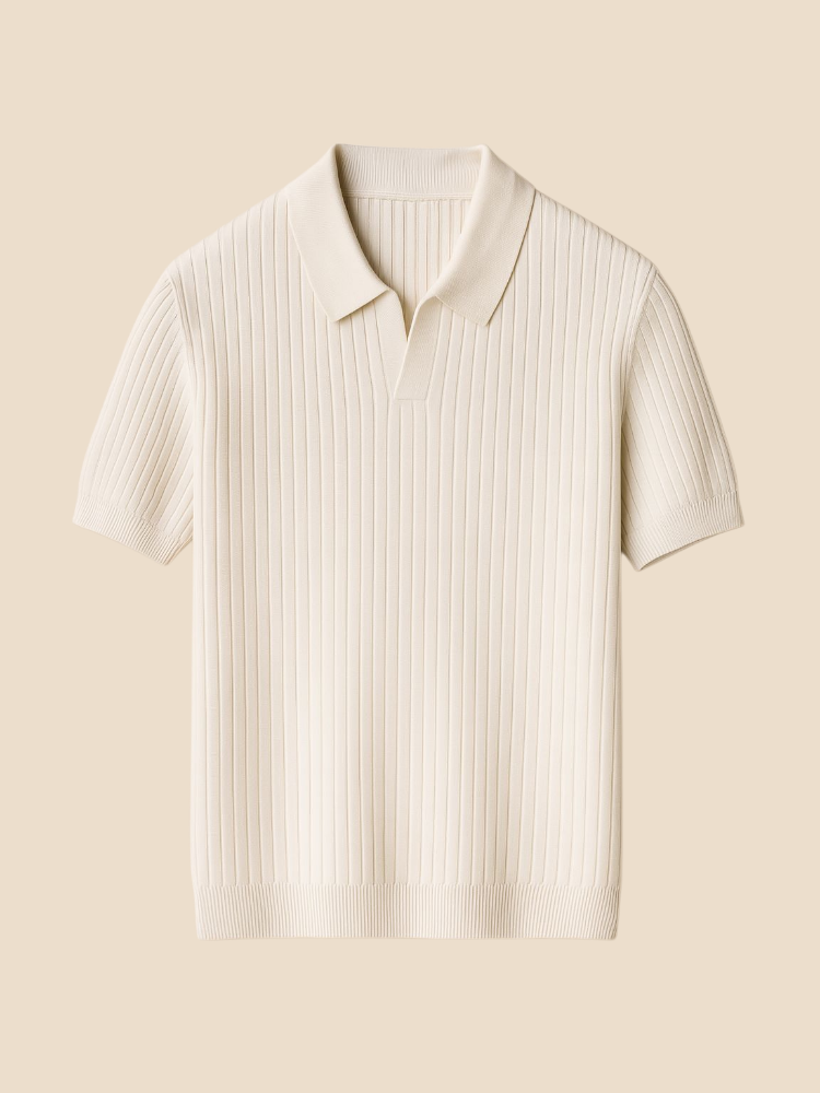 Veran – Ribbed Knit Polo Shirt
