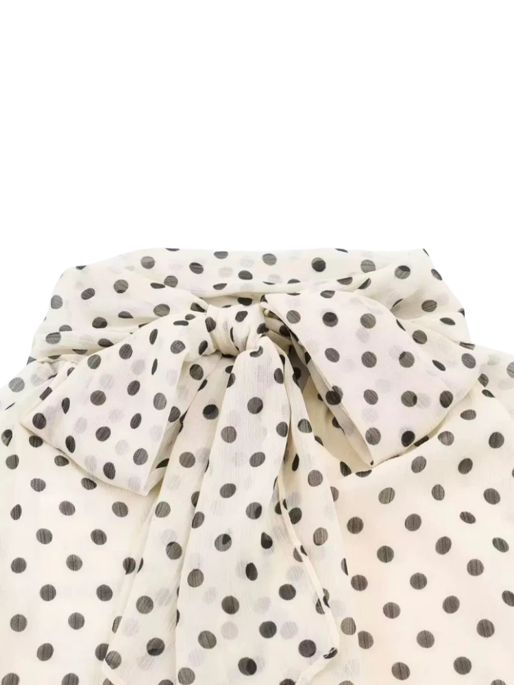 Odette – Polka Dot High-Neck Blouse