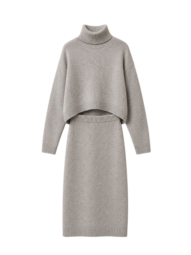 Adeline – Turtleneck Knit Skirt Set