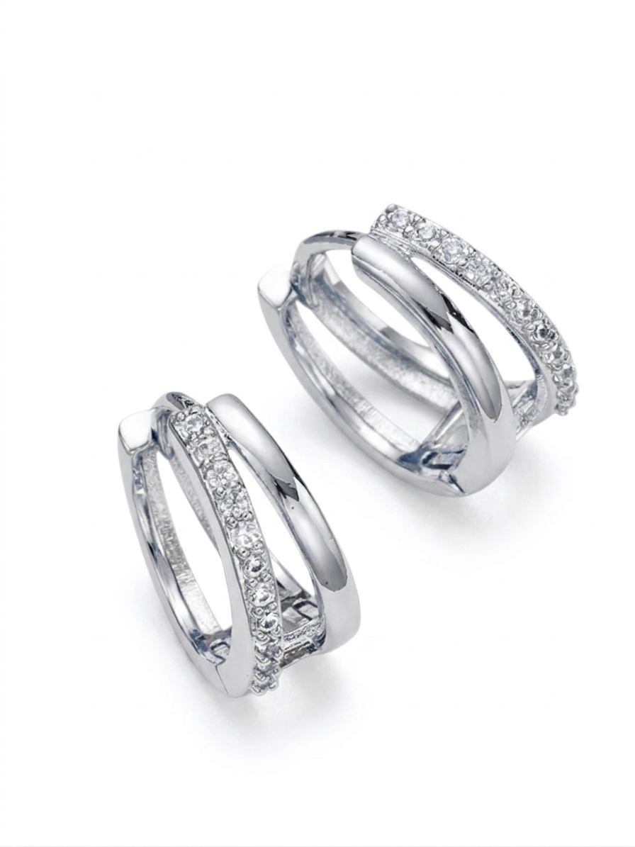 Umber – Double Layer Crystal Huggie Earrings
