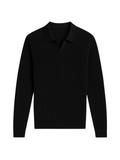 Adrien – Ribbed Knit Long Sleeve Polo