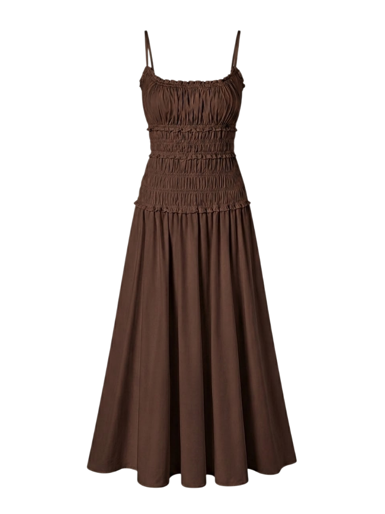 Calma – Ruched Cotton Maxi Dress