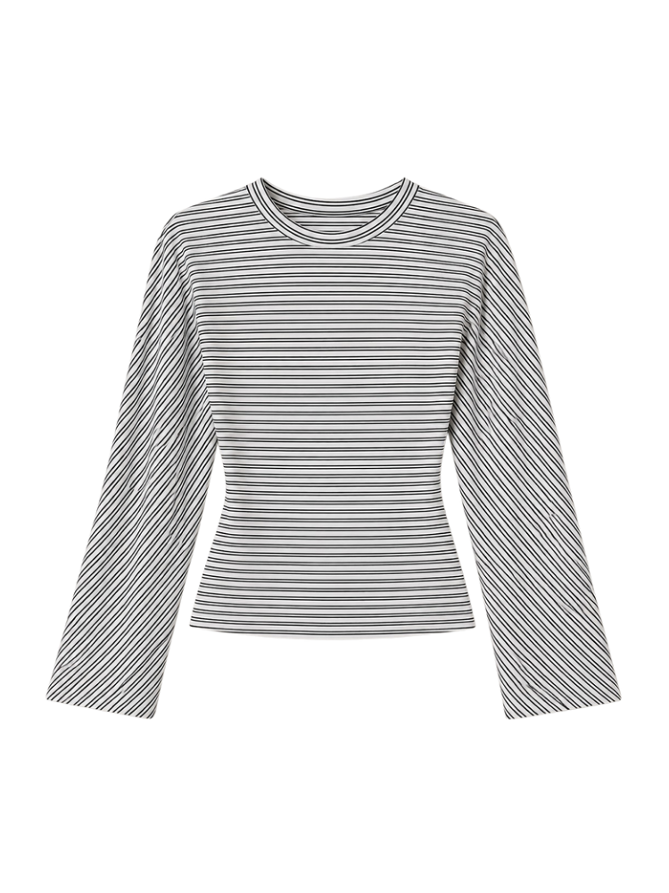 Margot – Striped Sculpted Long Sleeve Top