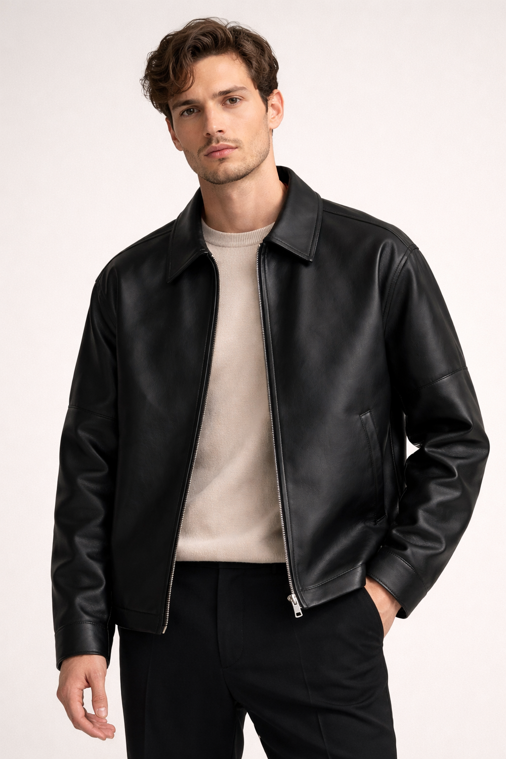 Calder – Leather Look Zip Jacket