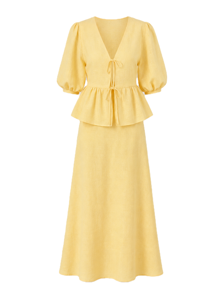 Elena – Cotton Tie-Front Skirt Set