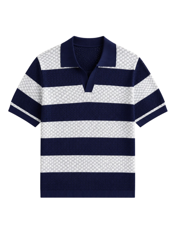 Calvo – Textured Knit Polo Shirt