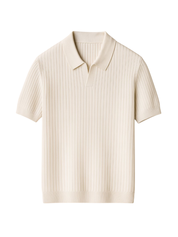 Veran – Ribbed Knit Polo Shirt
