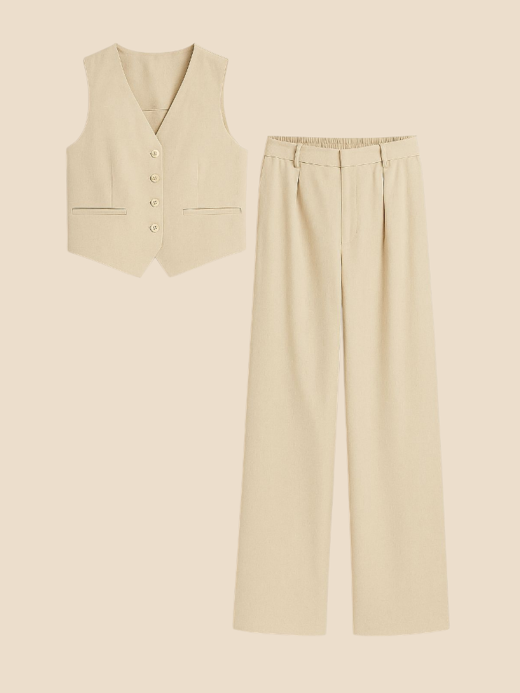 Elira – Linen Cotton Vest Set