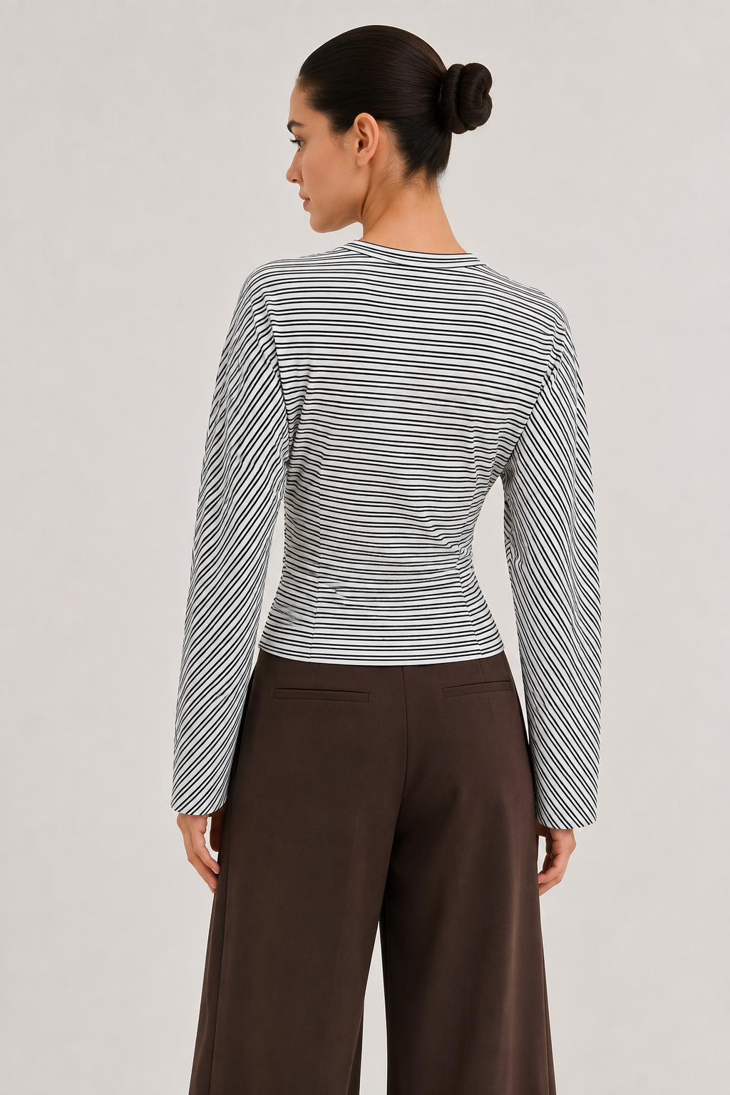 Margot – Striped Sculpted Long Sleeve Top