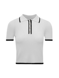 Liora - Contrast Knit Polo Top