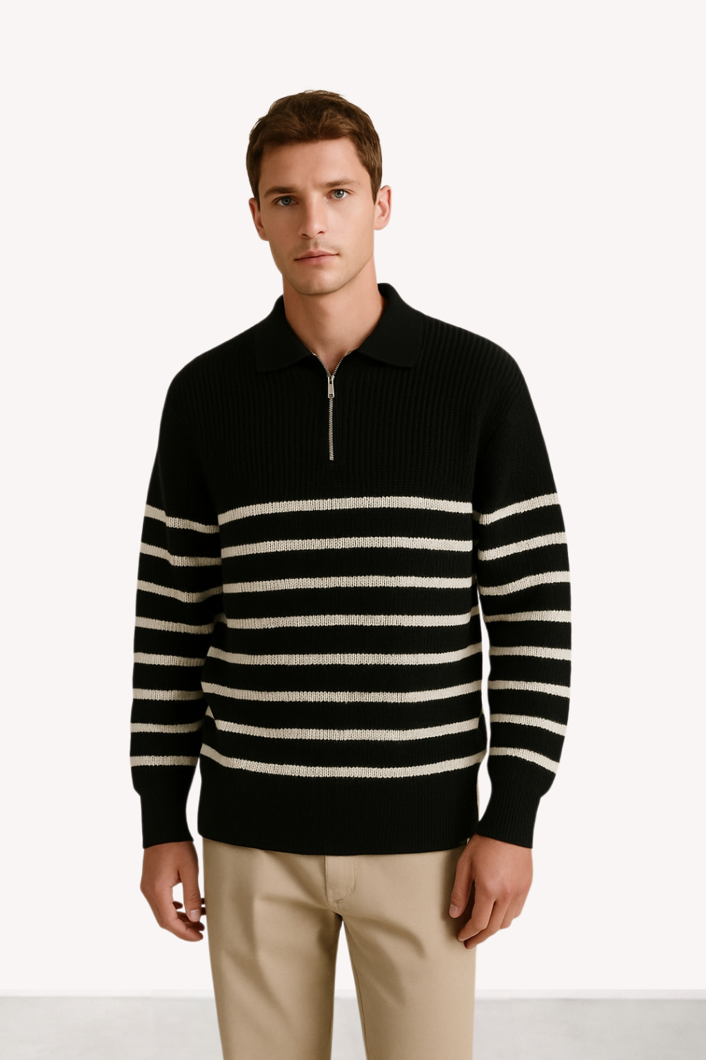 Lupo - Half-Zip Striped Sweater