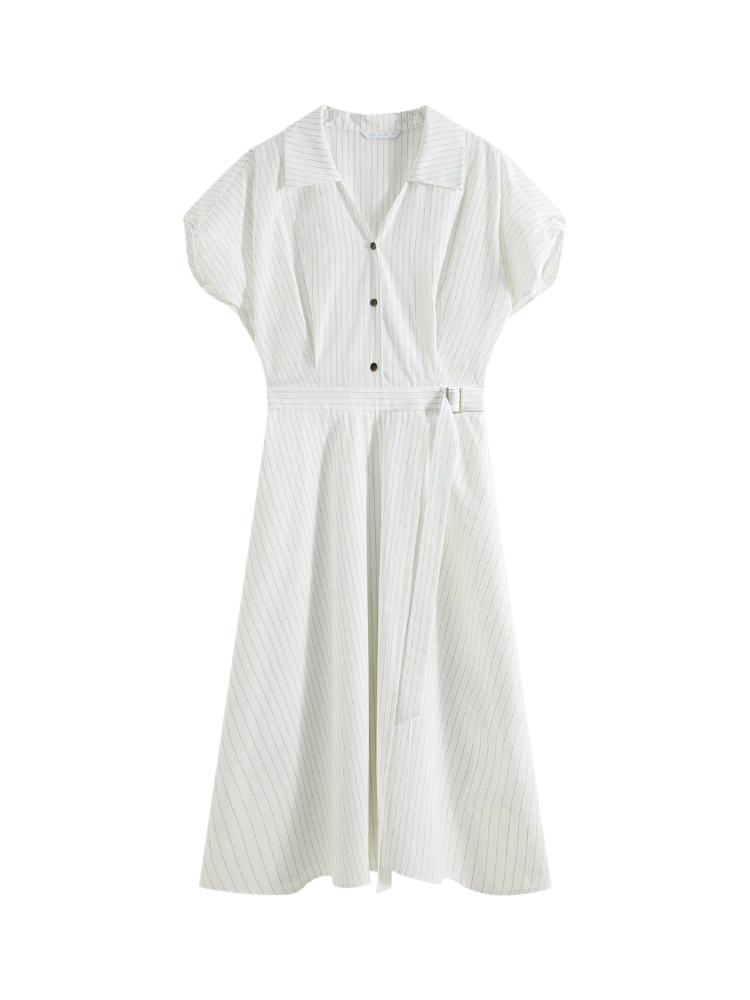 Elise – French Striped Midi Dress