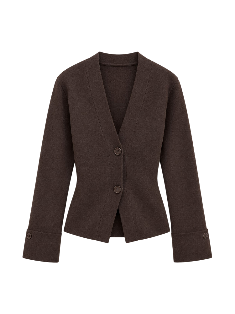Amelie – Sculpted V-Neck Knit Cardigan