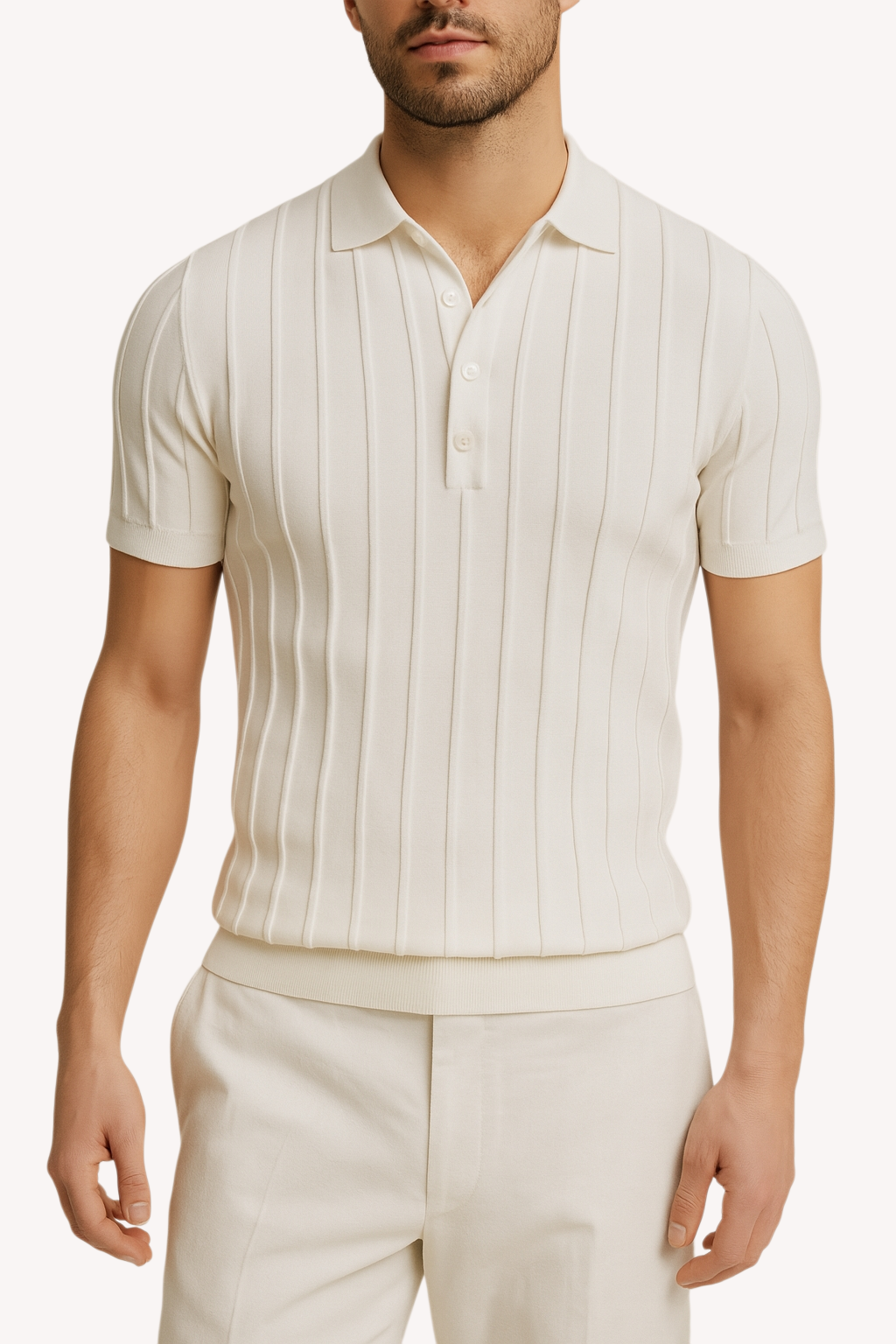 Remy – Ribbed Knit Polo Shirt