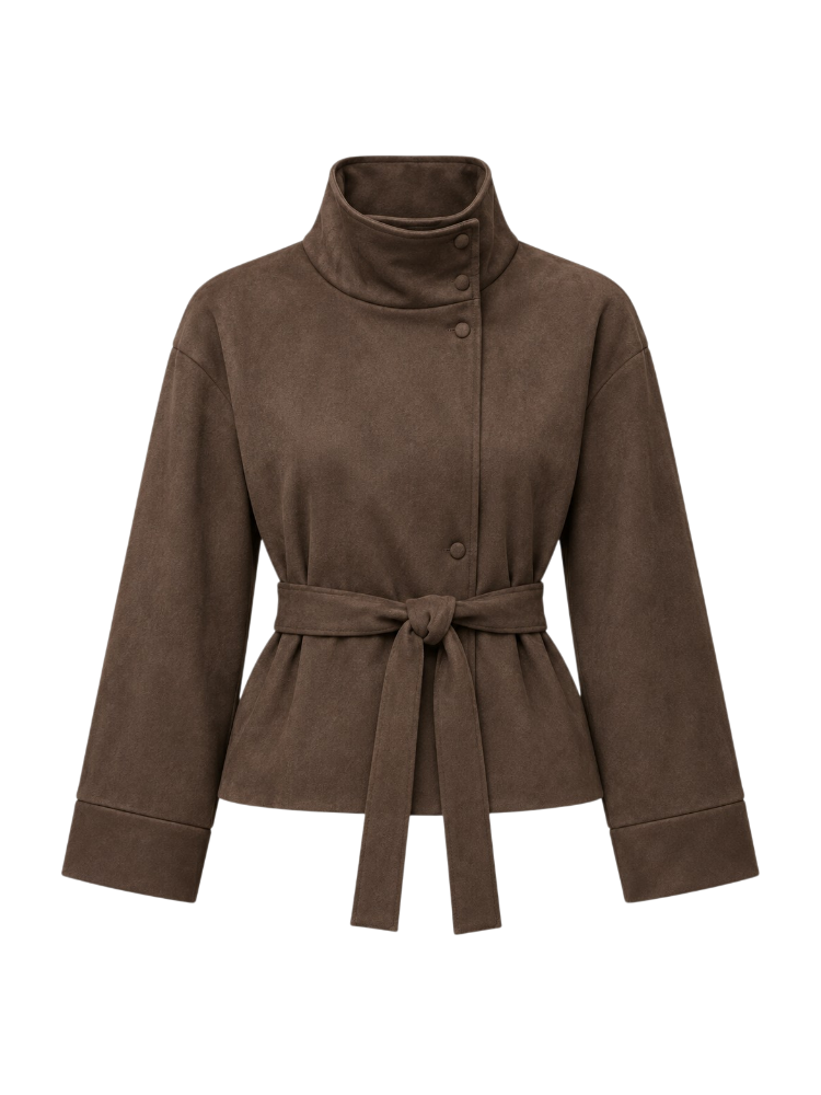 Tesa – Faux Suede Tie-Waist Jacket